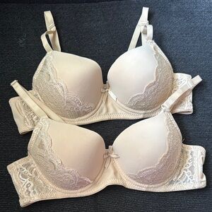Vadalala Padded Push Up Bra  Elegant Cream Lace set